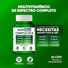 Complejo B Formula Avanzada 30 Capsulas | Vitamina B12, B1, B2, B3, B5, B6, B8 (Biotina), B9 (Ácido Fólico) | Sin Gluten, 100% Naturales, Libres de OM