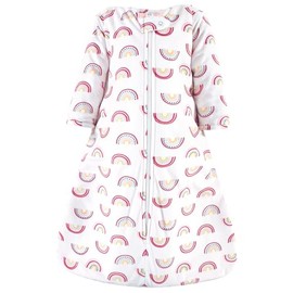 Hudson Baby Unisex Baby Long Sleeve Plush Faux Fur Sleeping Bag, Wearable Blanket, Modern Rainbow, 12-18 Months