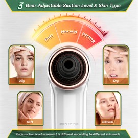 BENTFINE Blackhead Remover Vacuum, 2 in 1 Pore Vacuum, Blackhead Vacuum Extractor, Whitehead Remover Vacuum with Heating Mode, Facial Pore Cleaner Electric with 5 Heads & 3 Suction Level