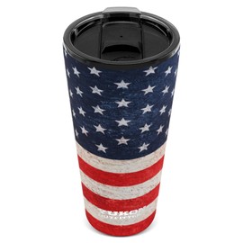 Yukon Outfitters 32oz Double Pint Double Wall Vacuum Insulated Stainless Steel Tumbler with Three Flow Lid | For Hot or Cold Beverage | Fits Most Cup Holders, USA Flag