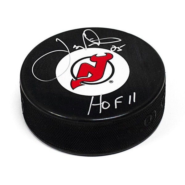 Joe Nieuwendyk Signed New Jersey Puck with HOF Note