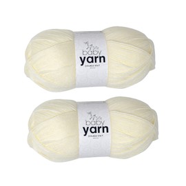 Korbond Baby Yarn - Cream - 2 x 100g Acrylic Wool - Lightweight, Hypoallergenic & Durable Double Knit Crochet Yarn Knitting Wool