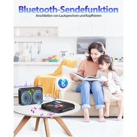 ARAFUNA CD Player Bluetooth – Tragbarer CD-Player mit Lautsprecher, integrierter Akku für den Außenbereich geeignet, unterstützt Bluetooth und TF-Karte, 7 Wiedergabemodi, Mehreren Verbindungsmethoden