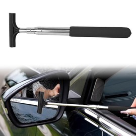 Wuyaoyao Car Rearview Mirror Wiper, Retractable Car Side Mirror Squeegee with Long Handle, Portable Mini Window Squeegee, Universal Glass Water Wiper Cleaning Tool for Rainy Foggy Weather (Black)
