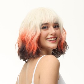 Yamel Short Hair Wigs Bob Wig Short Curly Wig with Bangs Foxy Color Short Wigs for Women Daily Use Cosplay Wig