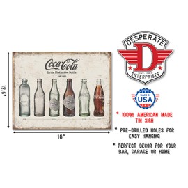 Desperate Enterprises Coca-Cola Bottle Evolution Tin Sign - Nostalgic Vintage Metal Wall Decor - Made in USA - 16" W x 12.5" H