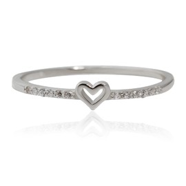 Meissa Kleiner Herz-Ring für Frauen, dünn, stapelbar, zierlicher Goldring, niedlich, stapelbar, minimalistischer Ring, Sterlingsilber, Größe 3–11 (Silber, 8.5)
