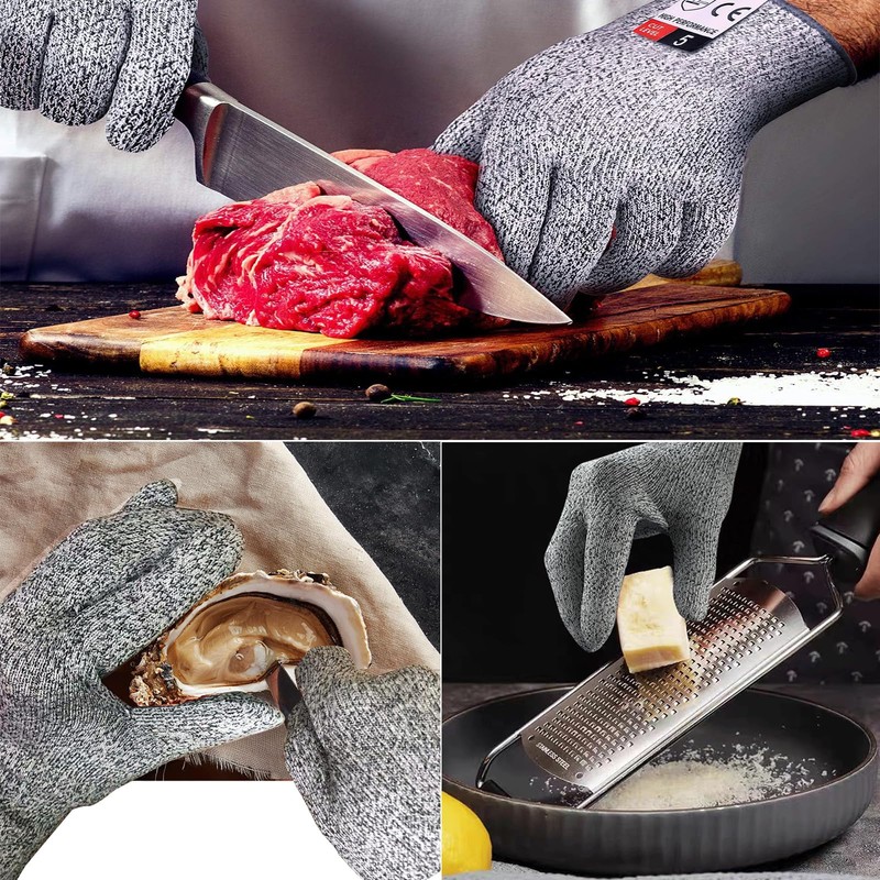 JNGTKL Cut Proof Gloves, 2 Pairs Gray Cut Resistant Gloves,