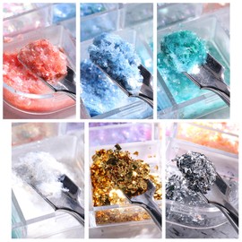 Iridescent Glitter Nail Art Sequins Holographic 3D Irregular Ultra Thin Nail Art Glitter Flakes Design Shiny Mermaid Nail Glitter Slices Resin Acrylic Supplies for Women Girls Manicure Decorations