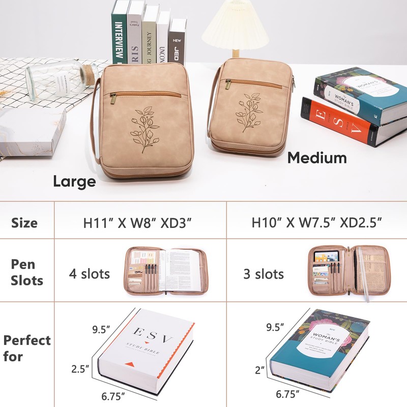PU Leather Bible Cover - Debossed Bible Case - Carrier
