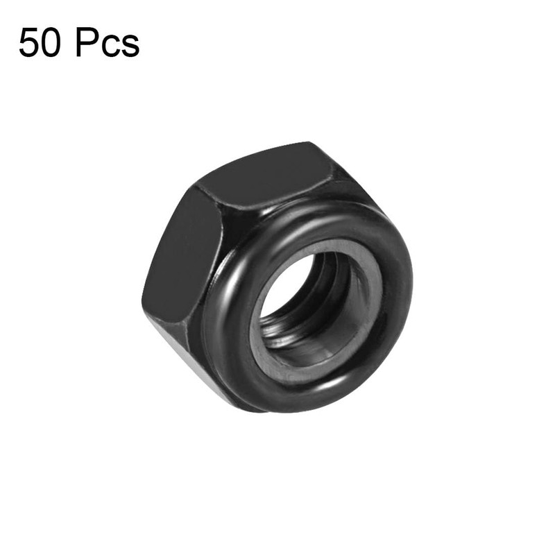 TA-VIGOR 50Pcs M6 x 1mm Nylon Hex Lock Nuts, Black