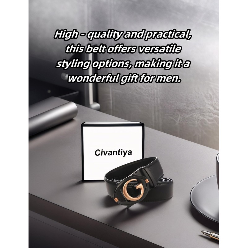 Civantiya - Cinturón de piel para hombre, Black Style 04,