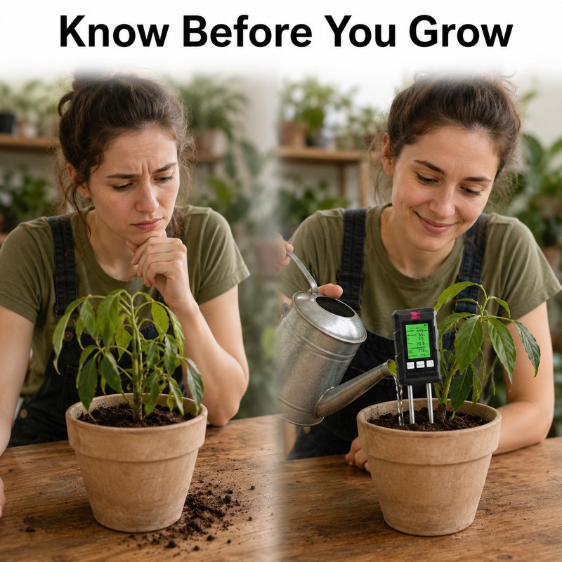 6-in-1 Digital Soil Tester for Garden Care – Multi-Function pH,