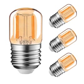 T28 1W Mini Tubular LED Bulb, Low Watt Light Bulb 10 Watt Incandescent Equivalent, 2200K Ultra Warm White E26 Medium Base,Edison Style Filament Amber Tube Light Bulb,100LM- 4PCS(Amber Glass)