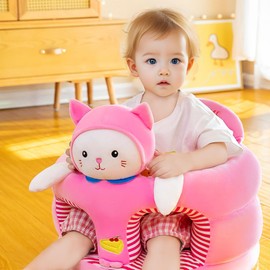 Fortuccai Infant Seat for Babies 3-24 Months, Toddler Back Support Sofa for Sitting Up, Cartoon Animals Baby Chair, Plush Sit Me Up Floor Seat, Soft Seat for Learning to Sit, Feed, Camping (Chicken)