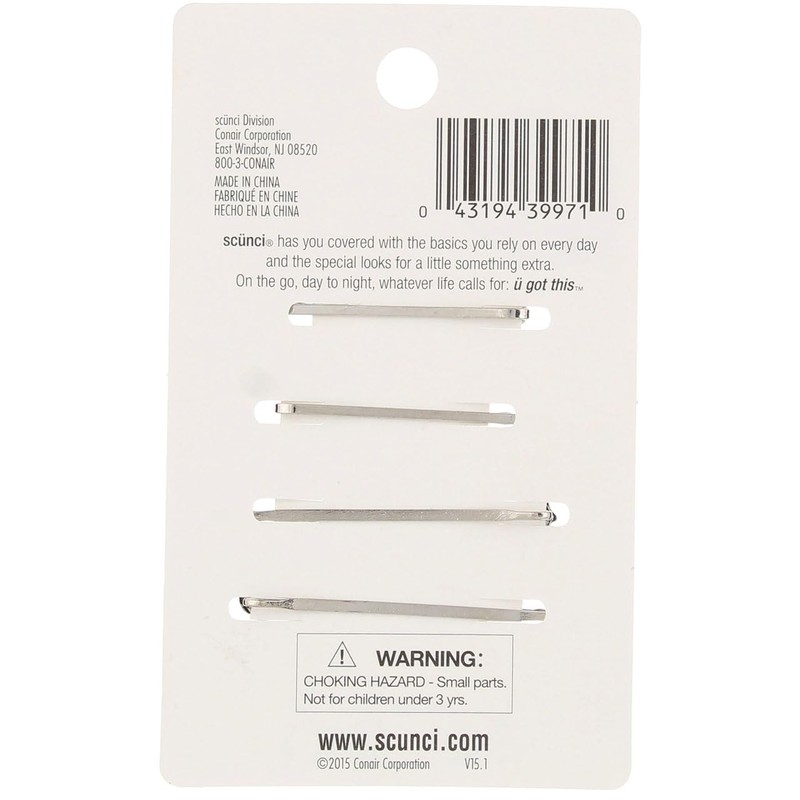 Scunci Real Style Hair Clips, 4 Ct