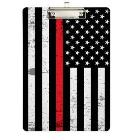 Fashion Acrylic Clipboards, USA Flag Support for Firefighters 12.5x9 Inch Standard Letter Size Low Profile Clip, Decorative Clip Board for Classrooms,Students, Doctor,Office, School, Nurses