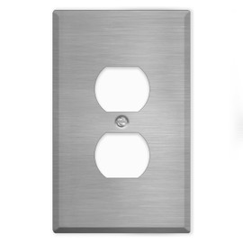 Oversized Stainless Steel Outlet Covers, 1-Gang Duplex Receptacle Cover, 5.5" x 3.5" Jumbo Duplex Wall Plate, 430 Grade Stainless Steel, Corrosive Resistant, Matching Screws Included, Made in USA