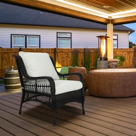 Aoodor 24" x 24" Patio Deep Seat Cushion Set, Water Resistant & Fade Resistant Outdoor Furniture Cushions with Adjustable Straps for Patio, Deck, Garden, Set of 2, Grey