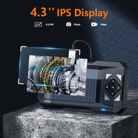Hayve 4.3inch Industrial Endoscope, 1920P Digital Borescope Inspection Camera, [Photo& Video] IP67 Waterproof Sewer Camera with 6 LED Lights,16.5FT Semi-Rigid Cable,32 GB Card