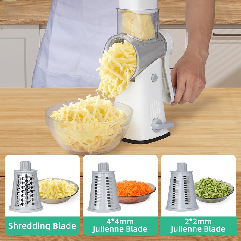 REDPANT 5 in 1 Rotary Cheese Grater, Manual Hand Crank