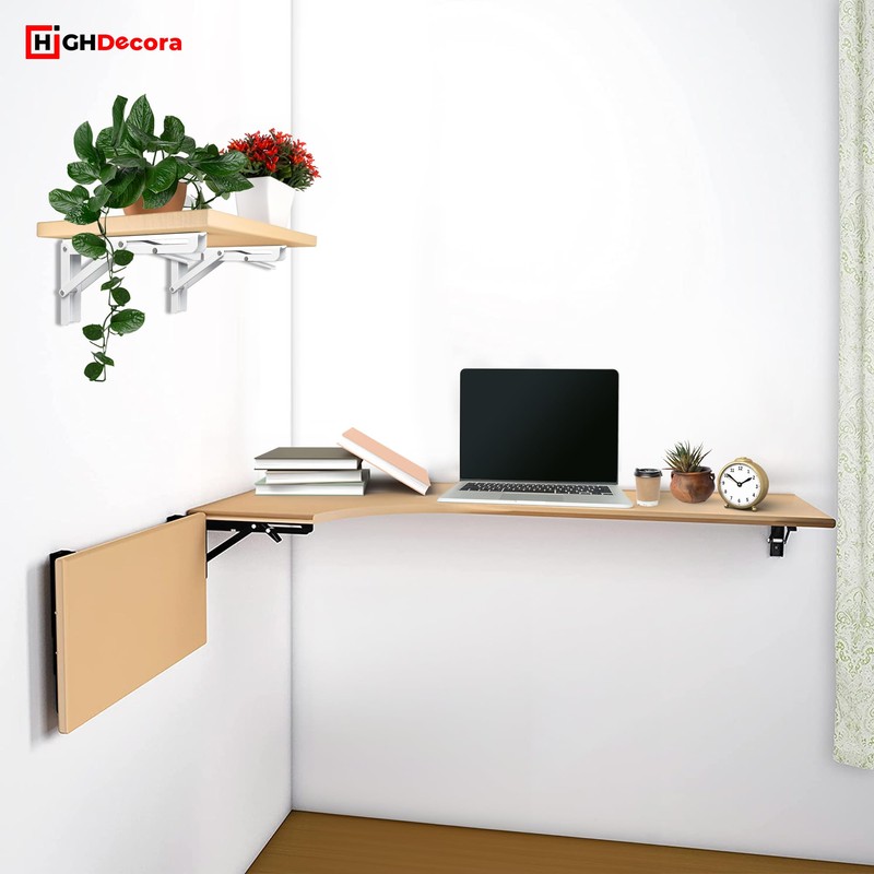 Highdecora Folding Shelf Brackets, 2 Pcs Heavy Duty Foldable Shelf
