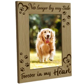 CREATCABIN Paw Print Photo Frame Wood Pictures Frame Heart Pet Brown Wall Mounting Display Pictures Poster Stand Frame 4x6 for Wall Hanging Gallery Tabletop Decor Dog Lover Memorial Gifts 6x8 Inch