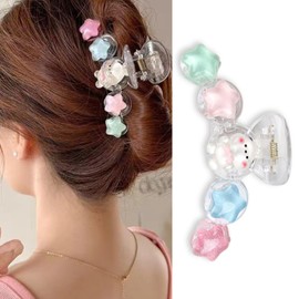 Easter Hair Clips for Women Cute Bunny Claw Clips Rabbit Star Charm Glitter Strong Hold Spring Hair Barrettes for Styling Accessories Cute Clamp for Women 1Pcs