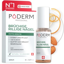 PODERM - Brittle, grooved and hard-wearing nails | Pure herbal treatment | Regenerates, strengthens | Professional foot/hand care | Easy & Fast | Swiss made, colourless, 8 ml (Pack of 1)