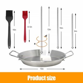 Vertical Meat Skewer Stainless Steel Vertical Skewer Grill with 2 Brushes and 3 Removable Skewer Sizes (8-inch, 10-inch, and 12-inch), Vertical Skewer Grill Rack Stand