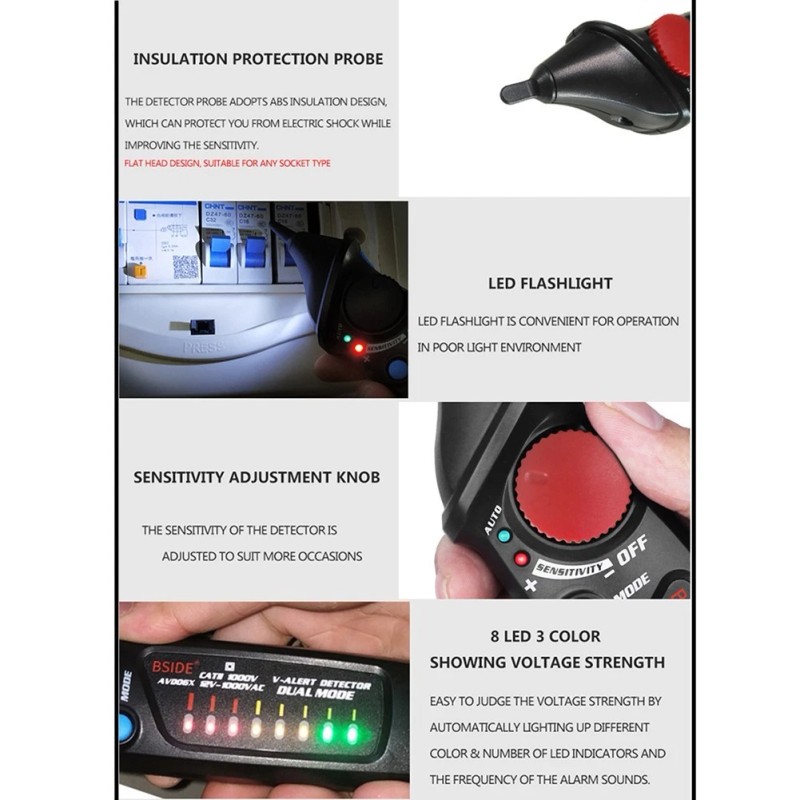 Bside AVD06X Auto Non-Contact Voltage Tester Inductive Electric Pen Detector