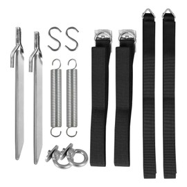 Storm Protection for Awning and Accessories, Windbreak Awning Ground Anchor Kit, Ground Anchor, S-Hook, Spring, Strap, Accessories for Wind Protection Devices for Awnings, Storm Guy Set Caravan