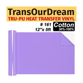 TransOurDream Tru-PU Heat Transfer Vinyl Roll, 12'' x 5ft Matte Lavender Purple Vinyl for Explore AIR 2, Maker, Cameo, HTV Iron on Vinyl for T-Shirts, Thinner, Soft, Sticky, Unprintable