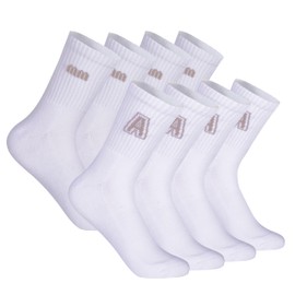 ANT21T Antrop Athletic Crew Socks, 4 Pairs, White Black and Gray, Quarter Length (US, Numeric, 9, 11, Regular, Regular, WHITE)