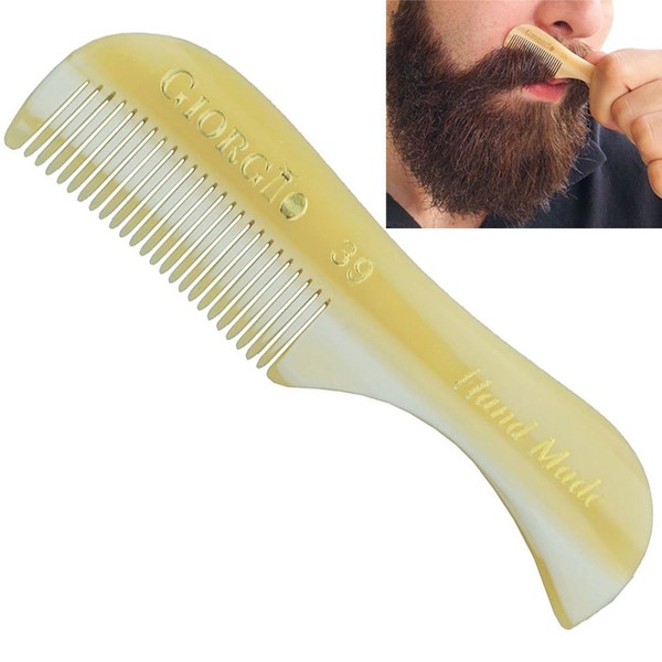 Giorgio G39 Extra Small 2.75 Inch Men's Fine Toothed Beard and Mustache Comb for Facial Hair Grooming and Styling. Wallet Pocket Comb Handmade of Quality Durable Cellulose, Saw-Cut and Hand Polished
