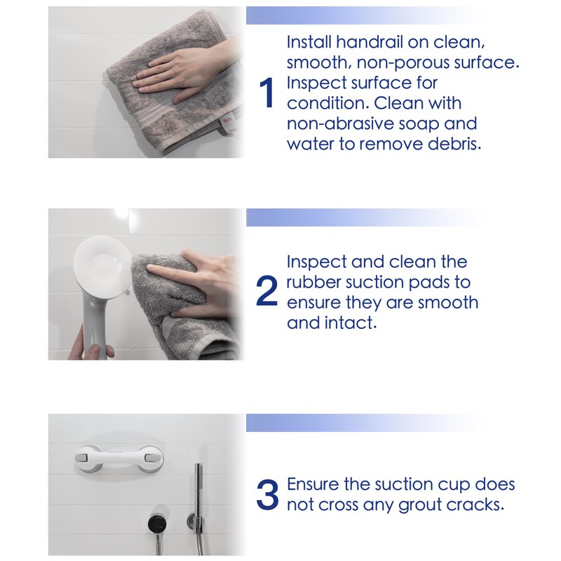 Newthinking Suction Bathroom Grab Rails, Hand Rail for Disabled, Portable