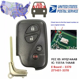 Unbranded UNLOCKED for LEXUS SMART KEY KEYLESS REMOTE NEW KEY INSERT HYQ14AAB 271451-3370