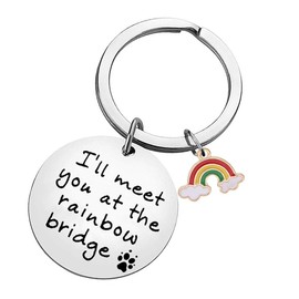 CGBOOM Keychain Pet Memorial Keychain Gift Keychain Pet Loss Gift Pet Sympathy Gift for Dog Lovers Remembrance Gifts for Pet Owner - “ I'll meet you at the rainbow Bridge ” with Rainbow charm