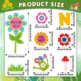 Funrous 90 Pcs Never Stop Growing Bulletin Board Decorations Summer Spring Classroom Theme Decor Positive Bulletin Board Set Flower Cutouts Inspirational for Teacher School Office Chalkboard Supplies