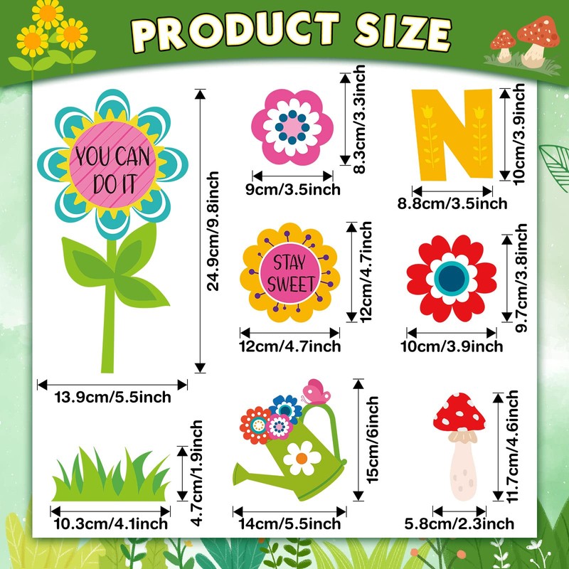 Funrous 90 Pcs Never Stop Growing Bulletin Board Decorations Summer