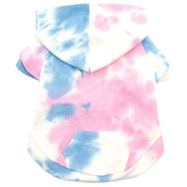 The Worthy Dog Tie Dye Pattern Hoodie Soft and Breathable Dog Hoodie, Cotton Knit Fabric For Dogs Cats Pets - XXL, Pink