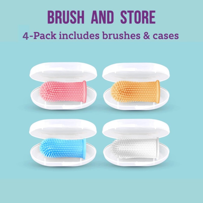 Itsy Bitsy People Baby Toothbrush, 360 Degree Bristle Silicone Finger