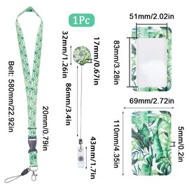 SUNNYCLUE 1 Box Badge Lanyard Cute ID Badge Holder Green Leaf Plants Retractable Badges Reel Clips Vertical Plastic Name Tag Protectors Women Fashionable Badge Holder with Neck Lanyard for Teachers