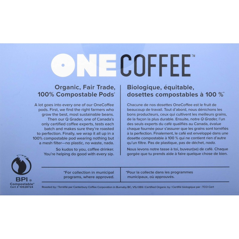 OneCoffee Organic Decaf Dark Roast 12 Count Single Serve Coffee
