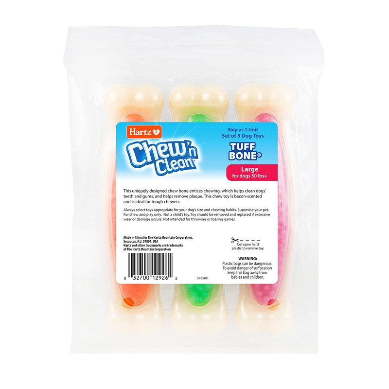 Hartz Chew 'n Clean Tuff Bone Tough Dog Chew Toy,