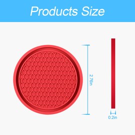 Car Cup Holder Coaster, 4 Pack 2.75 Inch Diameter Non-Slip Universal Insert Coaster, Durable, Suitable for Most Car Interior, Car Accessory for Women and Men (red)