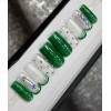 Handmade 🤍 CUSTOM Hard Gel Press On Nails, GREEN BLING