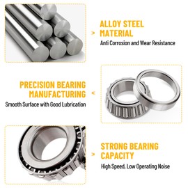 Racewill 4 Sets Trailer Hub Wheel Bearing Kit, Inner Bearing 25580/25520 Outer Bearing 02475/02420 with Grease Seal 10-36 and 10-10, Fit for 8000 lbs Axles