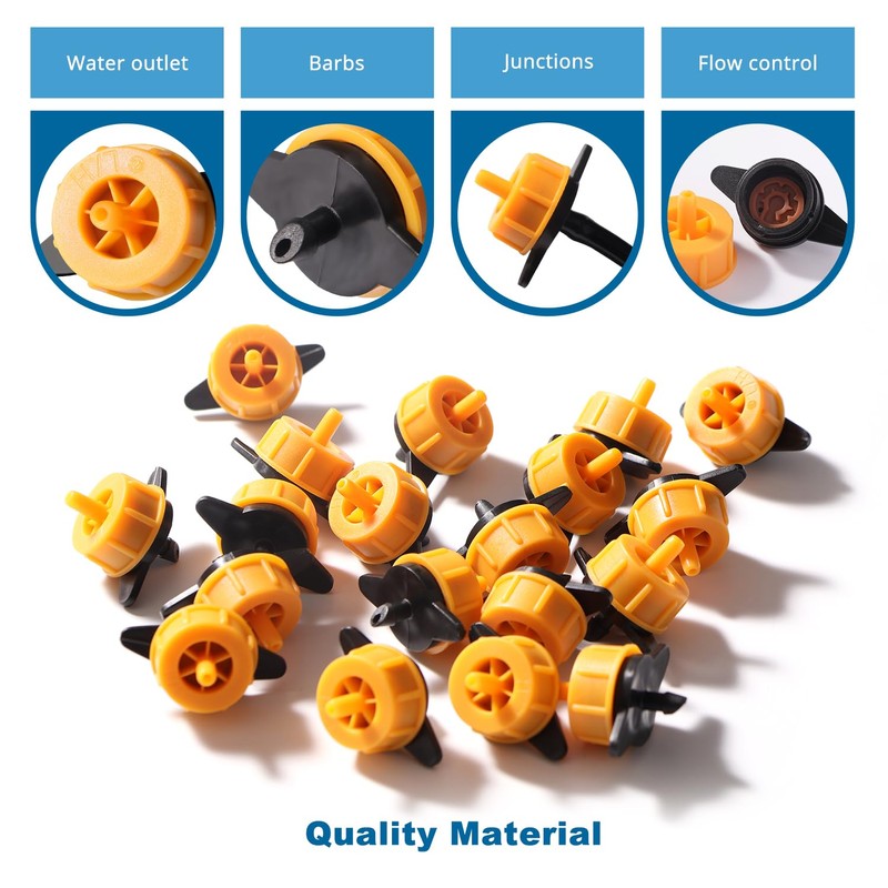 VooGenzek 50 PCS 2 GPH Pressure Compensating Dripper, 1/4 Inch