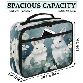 Lonchera para niños y niñas, conejo, conejo, bolsa de almuerzo aislada, reutilizable, grande, bolsa de almuerzo para la escuela, picnic